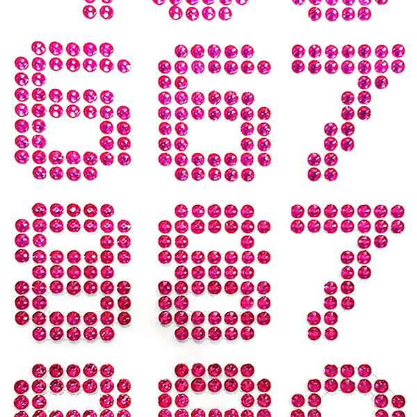 핑크 분홍 숫자 모양 원형 비즈 큐빅 스티커 22번